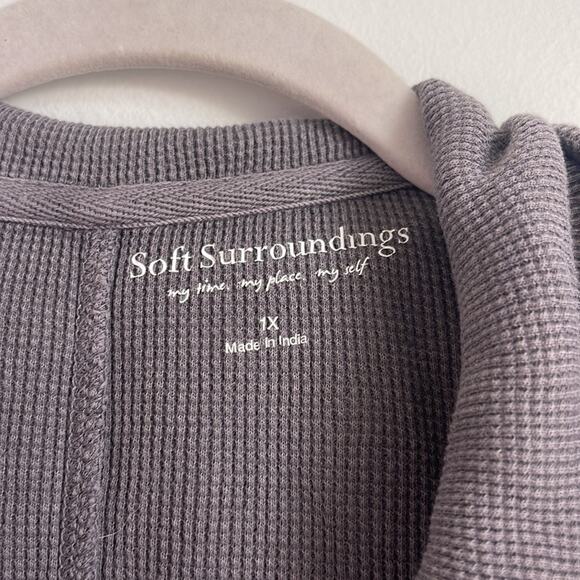 Soft Surroundings Fireside 1/4 zip waffle knit Henley thermal tunic top sz XL - Picture 6 of 7